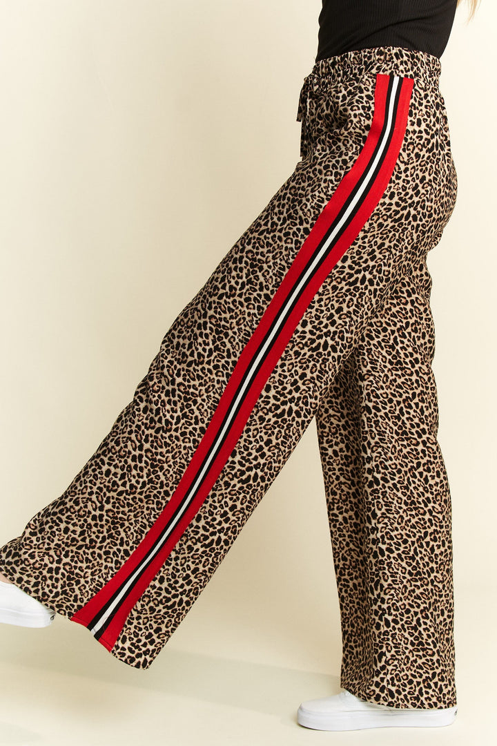 Jade by Jane Veda Leopard Contrast Pants showing stylish leopard print pants with contrasting side panels.
