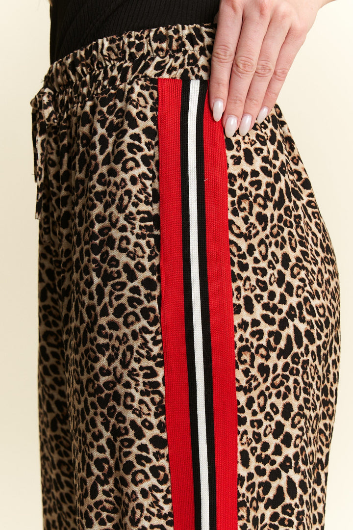 Jade by Jane Veda Leopard Contrast Pants featuring a stylish leopard print and contrasting fabric details.
