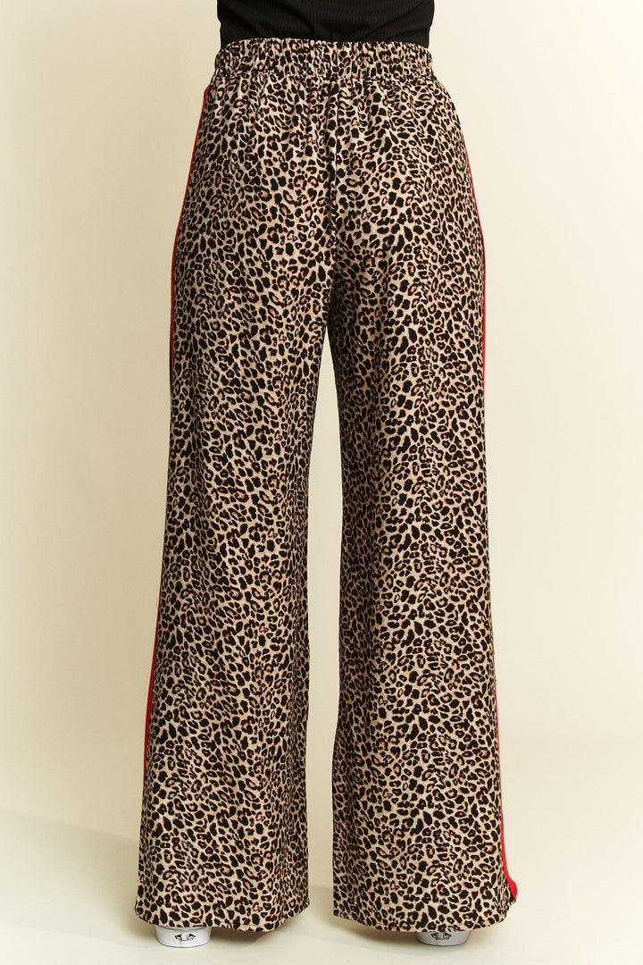 Jade by Jane Veda Leopard Contrast Pants featuring leopard print and contrasting fabric details on stylish casual pants.