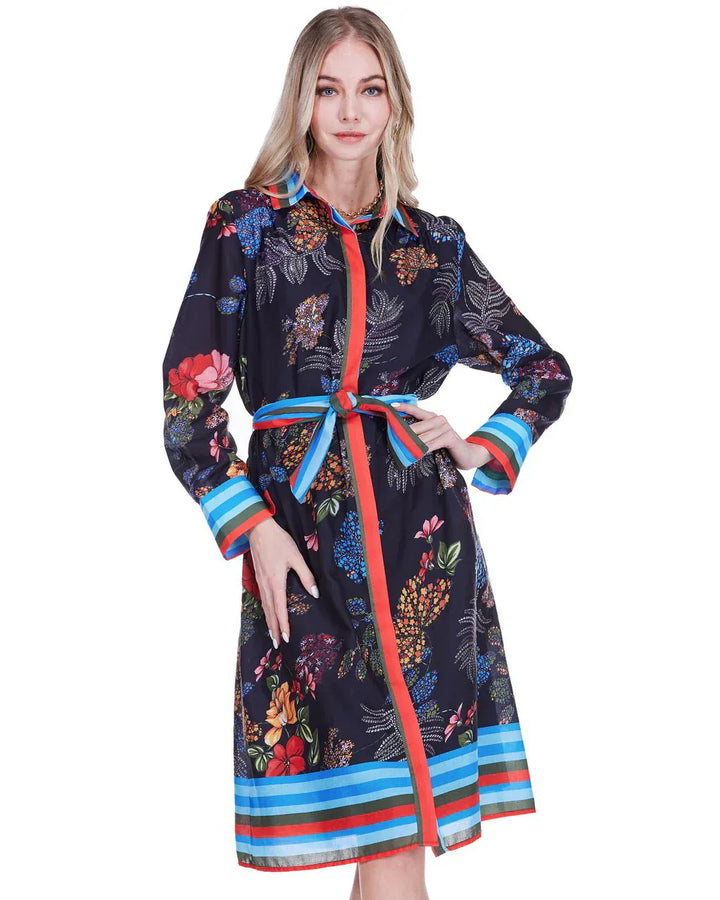 Jade Dress Midnight Garden / S Jade Contrast Shirtdress