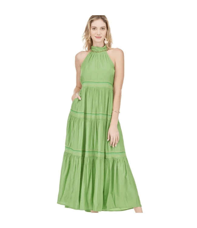 Jade Maxi Dress Grass / S Jynessa Cinched Neck Halter Maxi Dress