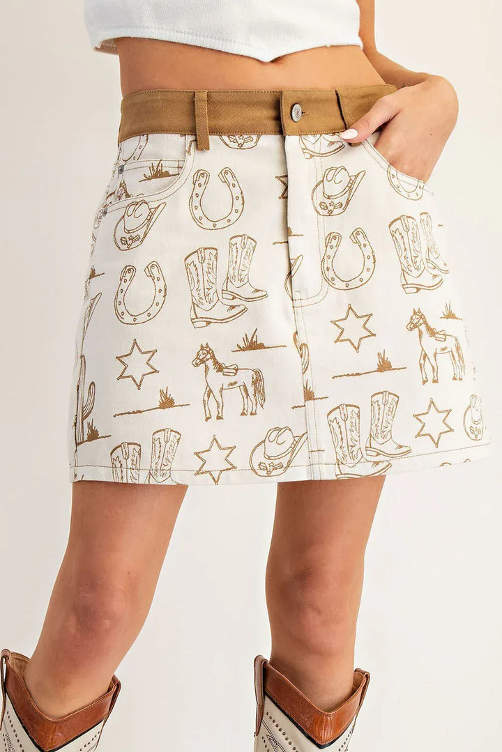Jess Lea Skirt White / S Western Nova Denim Skirt