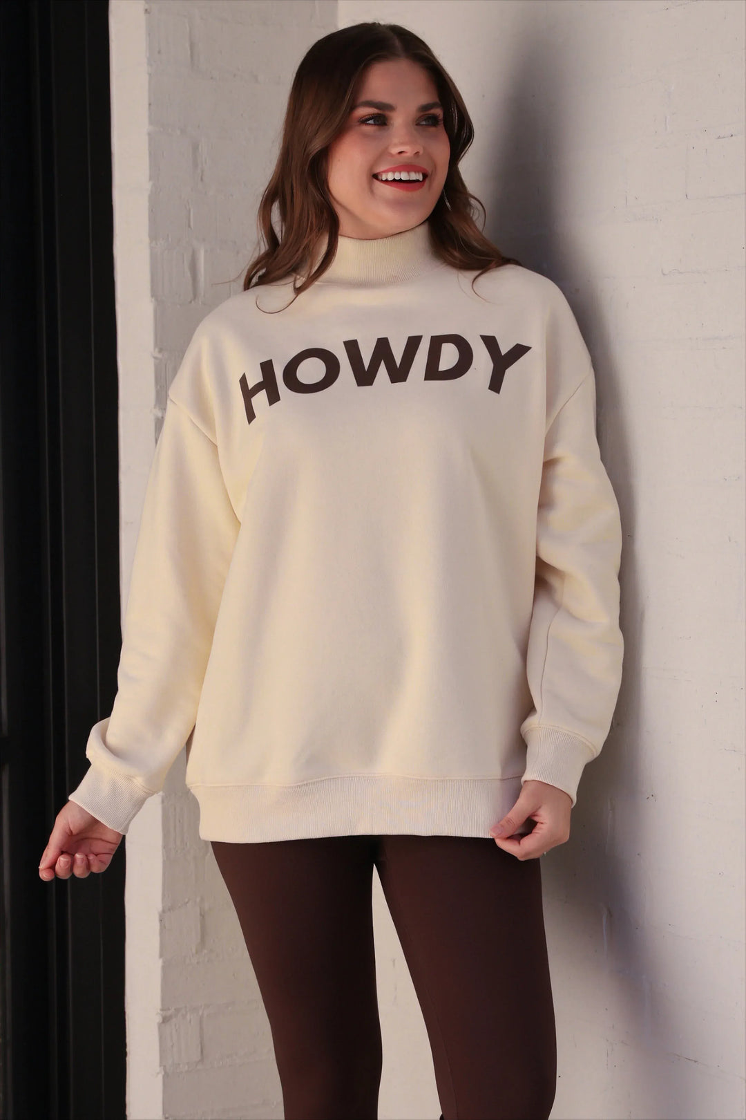 Jess Lea Sweatshirt Cream / S Howdy Mock Neck Pullover
