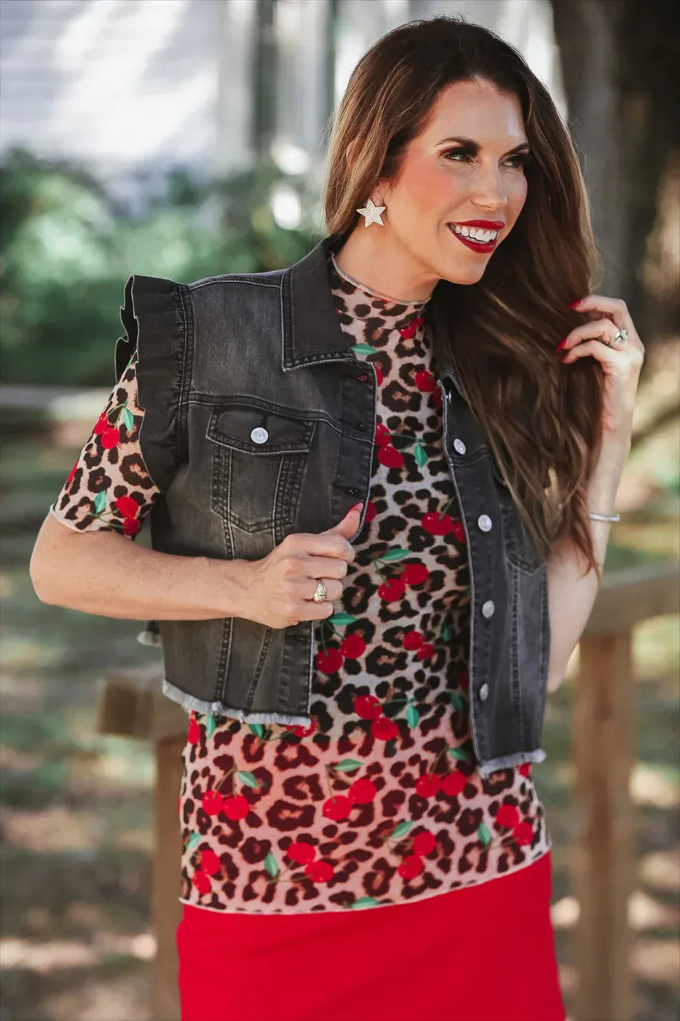 Jess Lea Vest Black Denim / S Jordan Ruffle Denim Vest