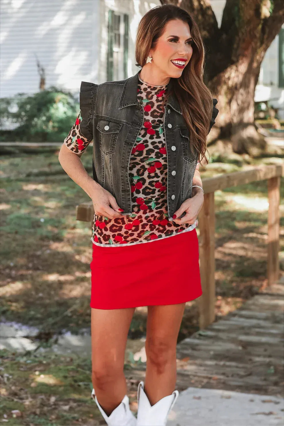 Jess Lea Vest Jordan Ruffle Denim Vest