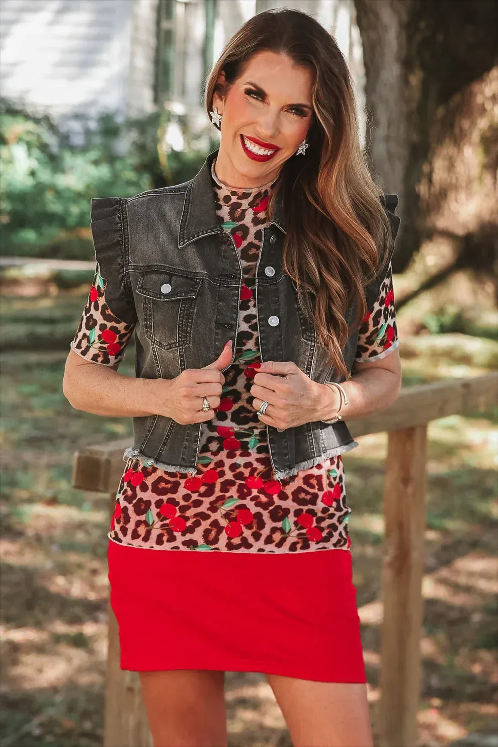 Jess Lea Vest Jordan Ruffle Denim Vest