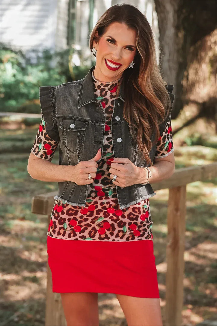 Jess Lea Vest Jordan Ruffle Denim Vest