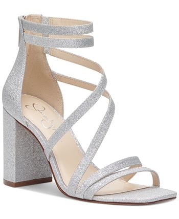 Jessica Simpson Platform Silver / 6 Sardona Strappy Block-Heel Sandals