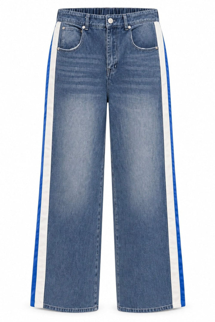 Jodifl Denim White / Royal / S Deanne Striped Wide Leg Denim