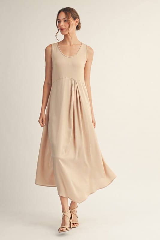 Jodifl Gina Mix Match Dress Set in champagne with paired top and skirt, stylish and comfortable for casual or semi-formal wear.