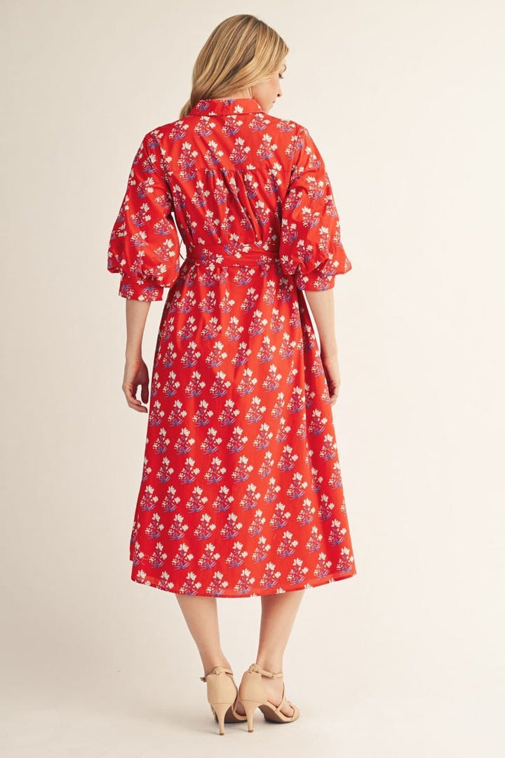 Jodifl Midi Dress Julia Waist Tie Floral Midi Dress