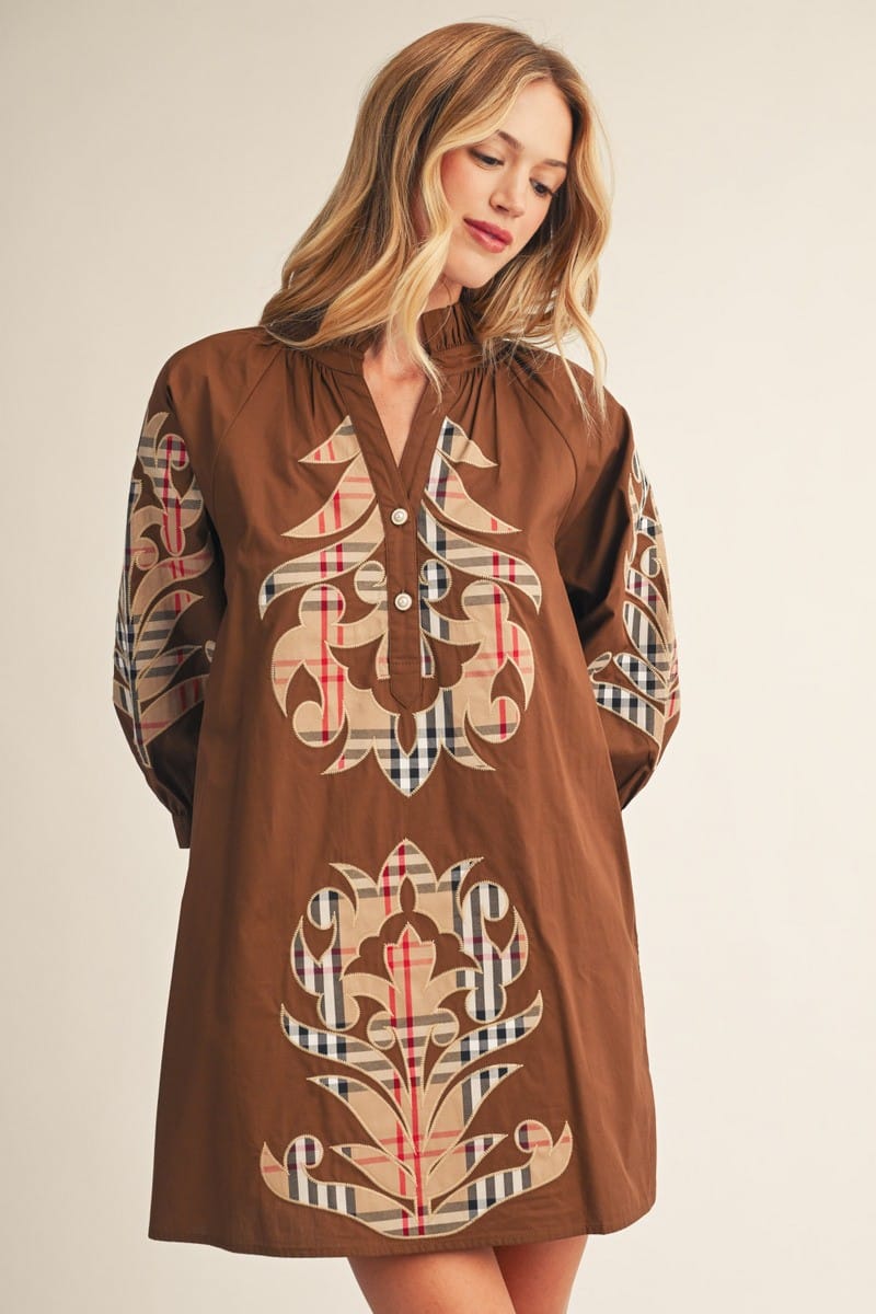Jodifl Mini Dress Brown / S Sienna Check Pattern Mini Dress