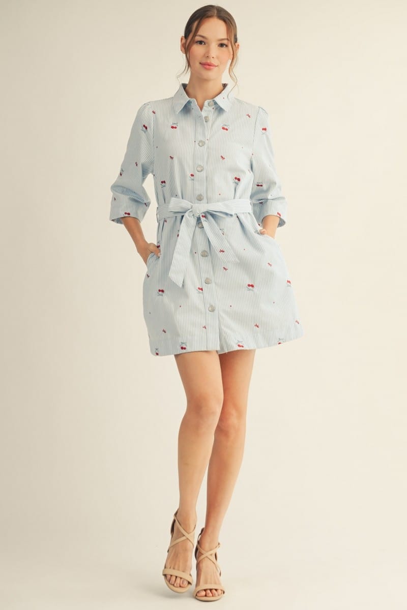 Jodifl Cindy embroidered mini dress featuring intricate embroidery, lightweight fabric, and a stylish, feminine design.