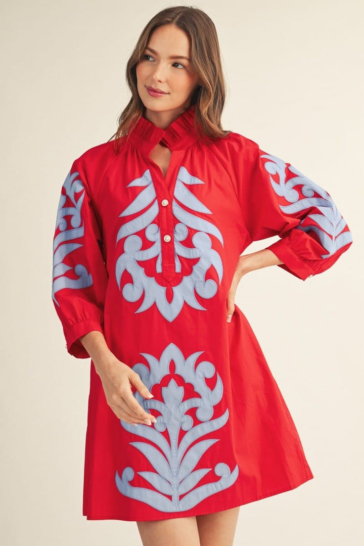 Jodifl Mini Dress Tomato Red / Blue / S Jocelyn Floral Shift Dress