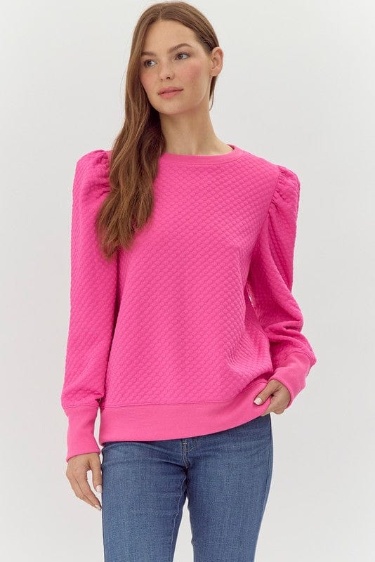 Jodifl Sweatshirt Hot Pink / S Mira Puff Shoulder Sweatshirt