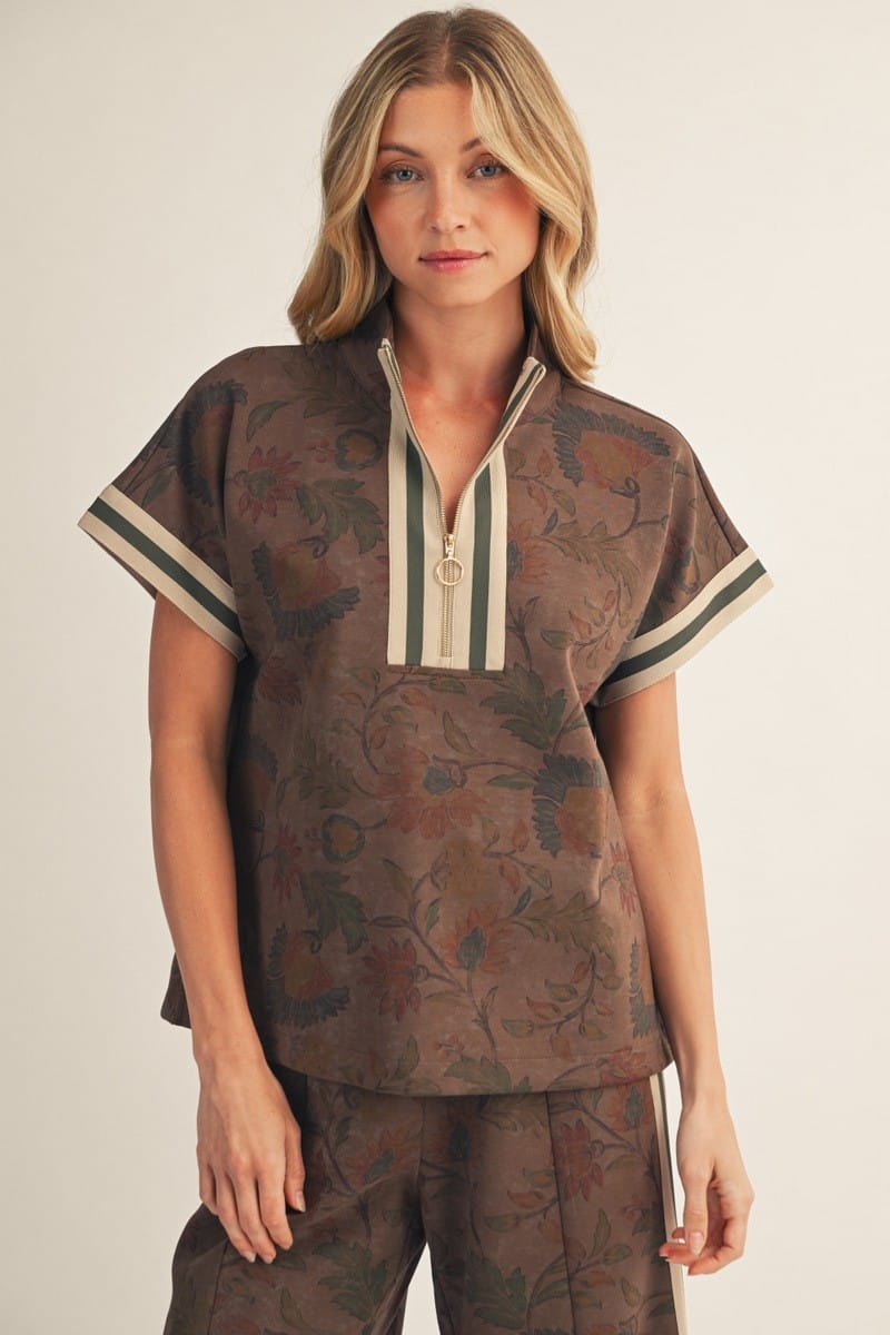 Jodifl Top Brown / S Kinsley Contrast Zip Top