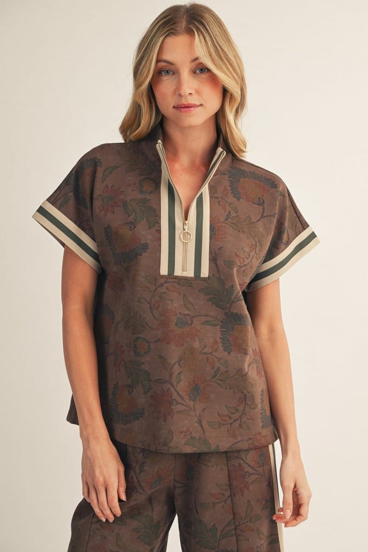 Jodifl Top Brown / S Kinsley Contrast Zip Top