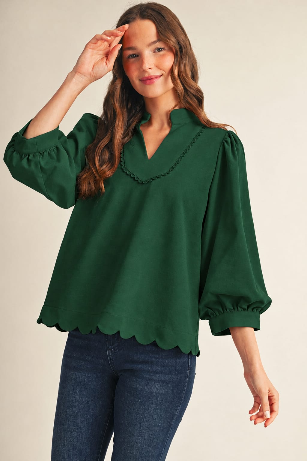 Jodifl Top Hunter Green / S Amira Scallop Top