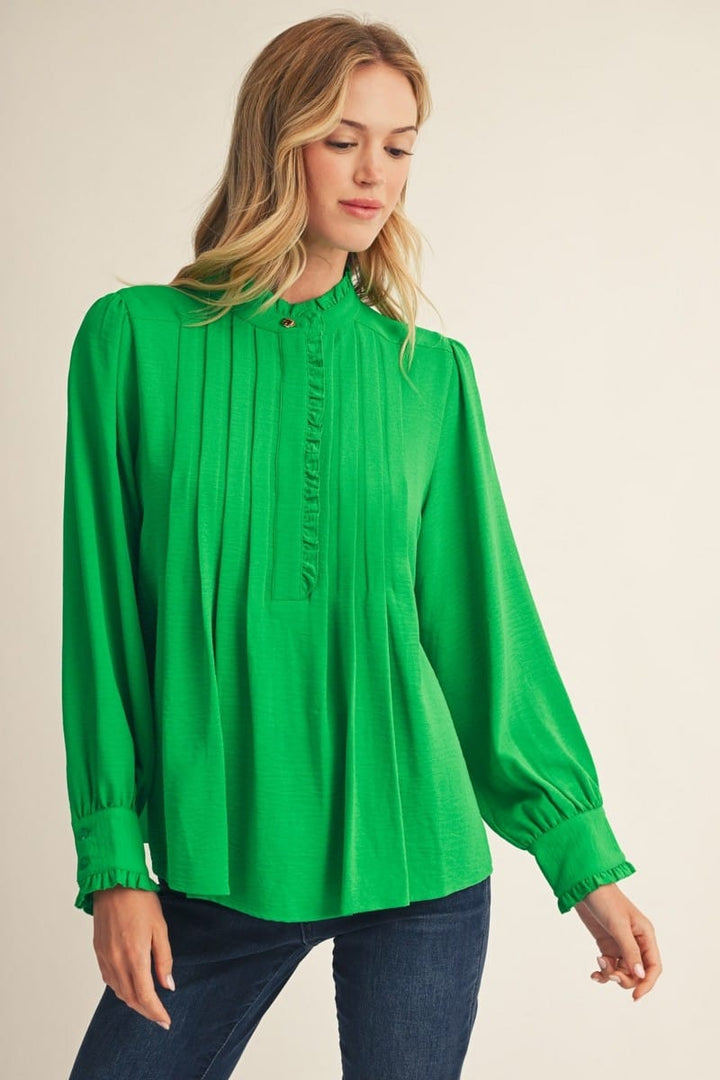 Jodifl Top Kelly Green / S Esther Pleat Top