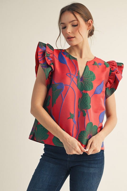 Jodifl Top Red / Green / S Logan Floral Top