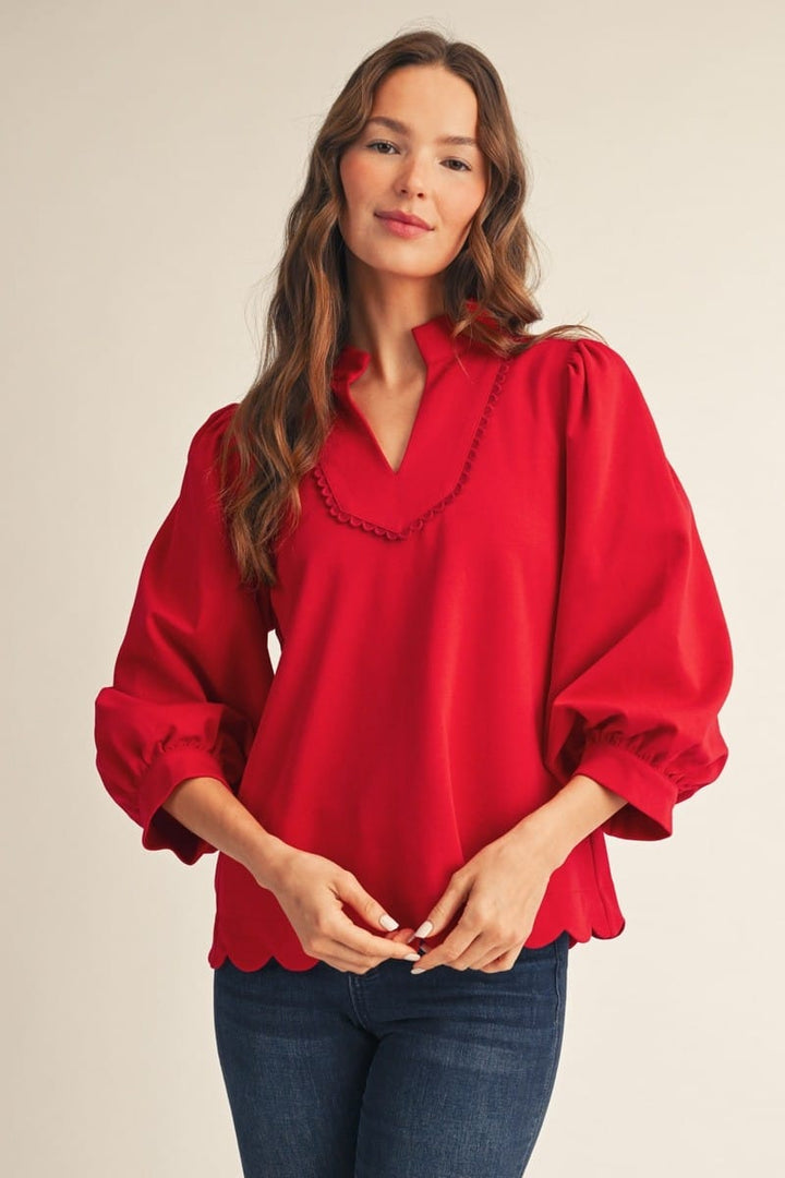 Jodifl Top Red / S Amira Scallop Top
