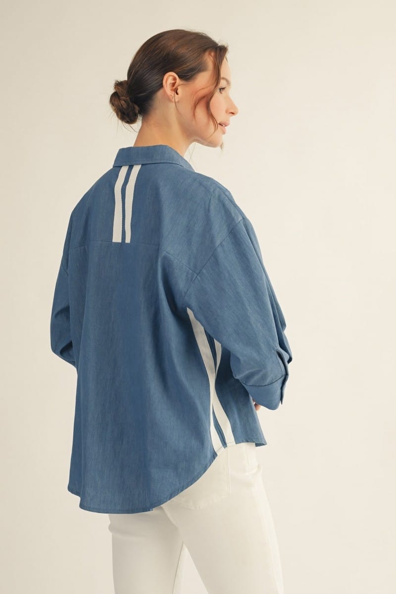 Jodifl Sierra Trim Accent Top featuring a stylish design with trim details, shown in a close-up of the fashionable women&