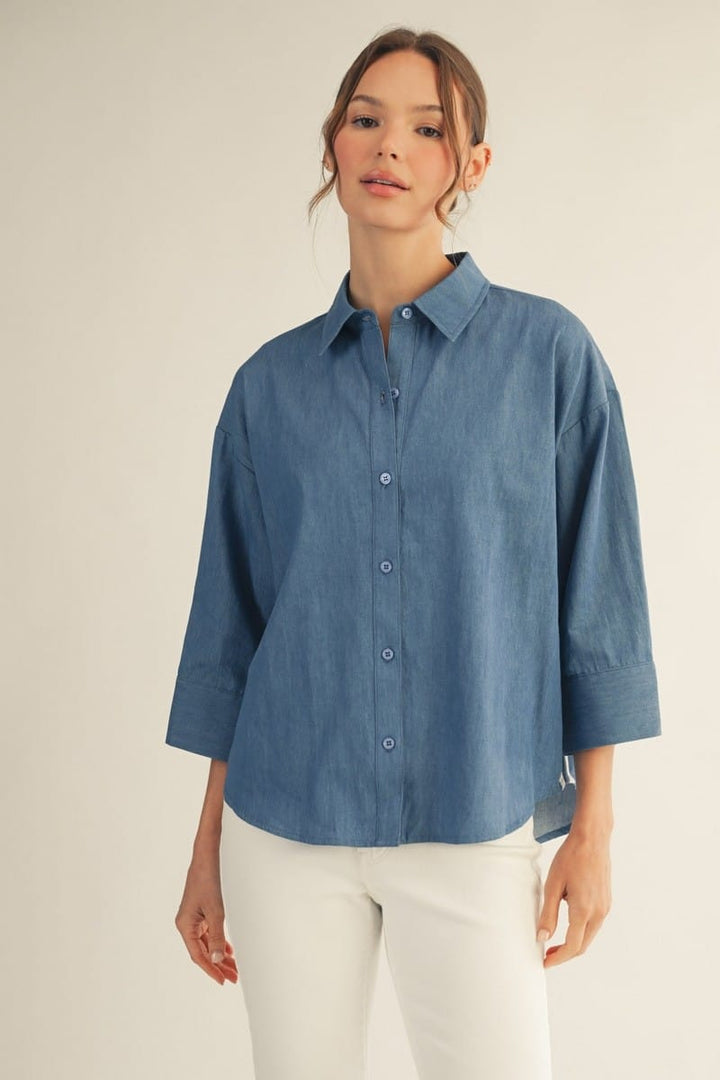 Jodifl Sierra Trim Accent Top featuring a stylish design with trim details, shown in a close-up view of the fashion top.