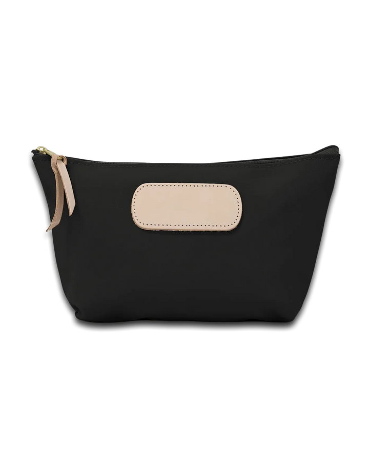 Black coated canvas Jon Hart Grande Zip Bag with sturdy zipper and spacious interior for versatile storage.