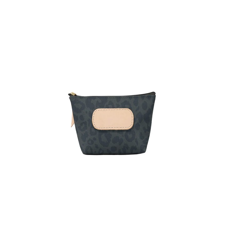 Jon Hart Design Chico Zip Bag made of dark leopard-coated canvas, featuring a compact, stylish bag with zipper closure.