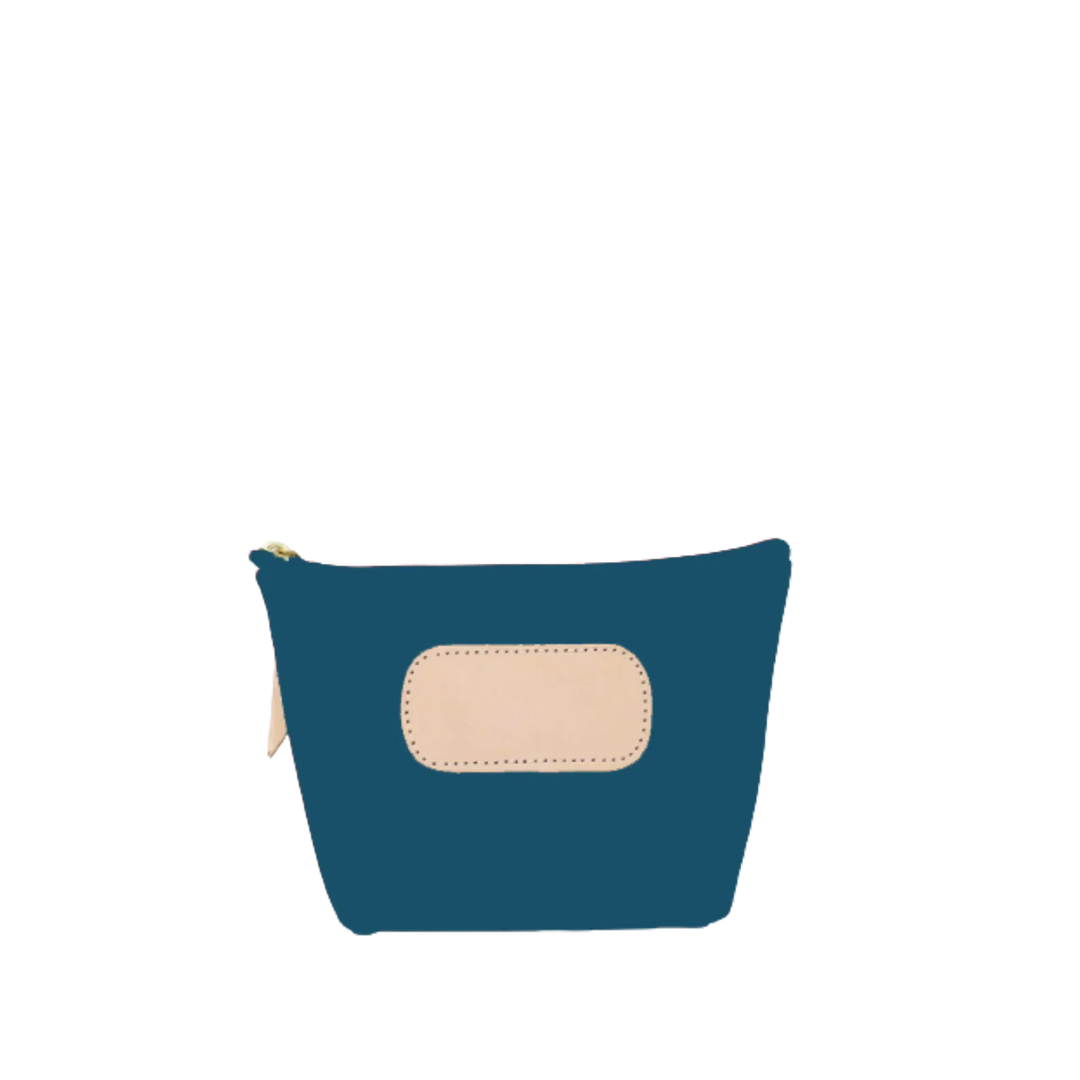 Jon Hart Design Chico Zip Bag in French Blue coated canvas, showing the compact bag with zipper closure and stylish design.