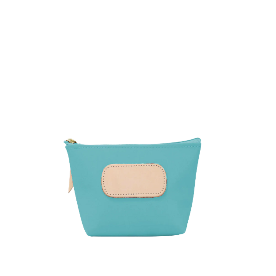 Jon Hart Design Chico Zip Bag in ocean blue coated canvas, showcasing its compact and stylish bag design.