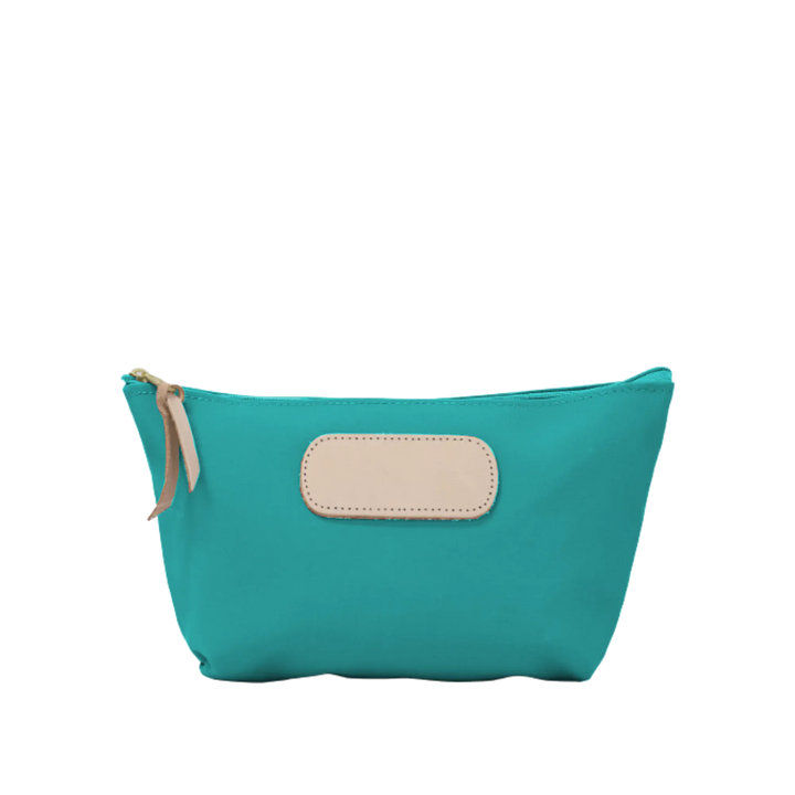 Jon Hart Design Grande Zip Bag made of teal-coated canvas, showing its spacious design and durable zipper closure.