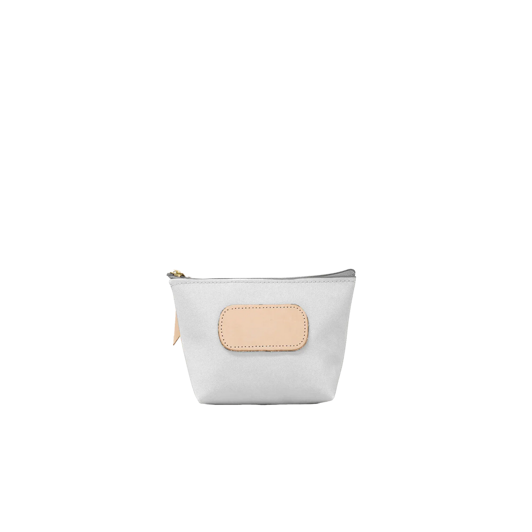Jon Hart Design Chico Zip Bag made of white coated canvas, showing its compact, stylish design with a zip closure.