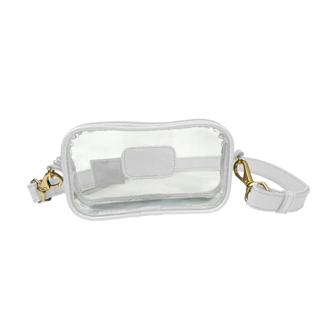 Jon Hart Design Clear Crosslet bag in white leather, showcasing a stylish, transparent crossbody bag with sleek design and minimal detailing.