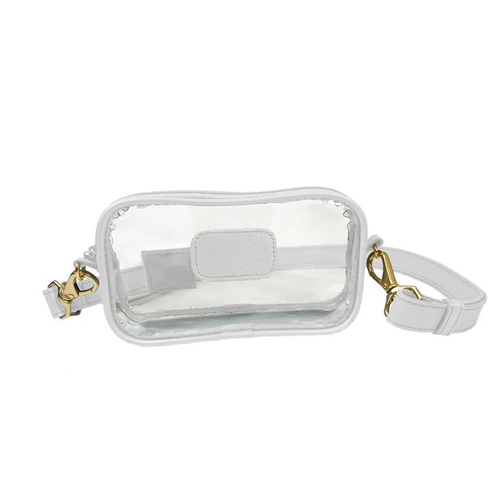 Jon Hart Design Clear Crosslet bag in white leather, showcasing a stylish, transparent crossbody bag with sleek design and minimal detailing.