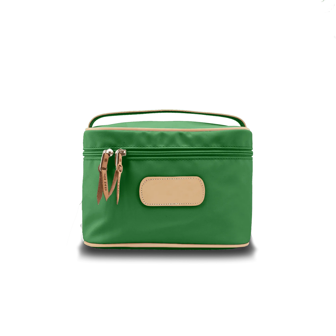 Jon Hart Design Kelly Green coated canvas makeup bag, stylish and durable makeup case with multiple compartments.