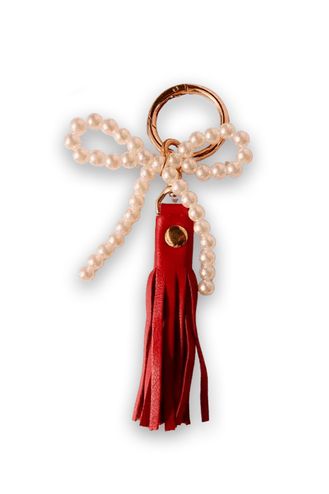 Jon Hart Design Tote Beaded Blondes Bag Charm - Cherry Leather / Logo Centered Jon Hart x Beaded Blondes Collab