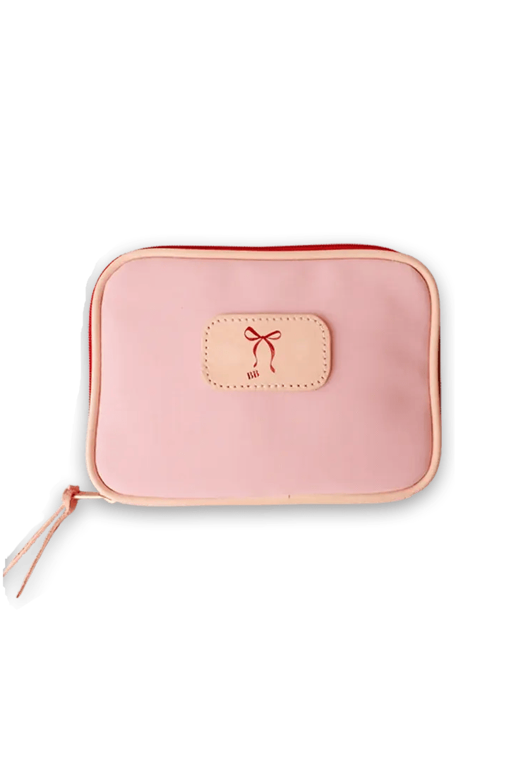 Jon Hart Design Tote Bedell Case - Rose w/ Red Zipper / Logo Centered Jon Hart x Beaded Blondes Collab
