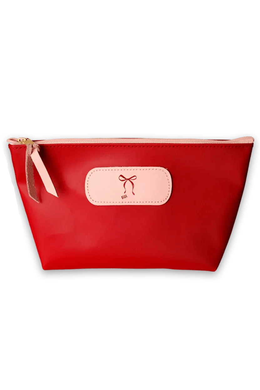 Jon Hart Design Tote Grande Zip Bag - Red w/ Blush Leather / Logo Centered Jon Hart x Beaded Blondes Collab