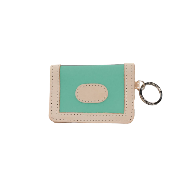 Jon Hart Design mint-coated canvas ID wallet with multiple card slots and a clear ID window.