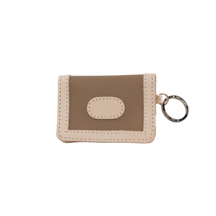Jon Hart Design saddle-coated canvas ID wallet with multiple card slots and a clear ID window.