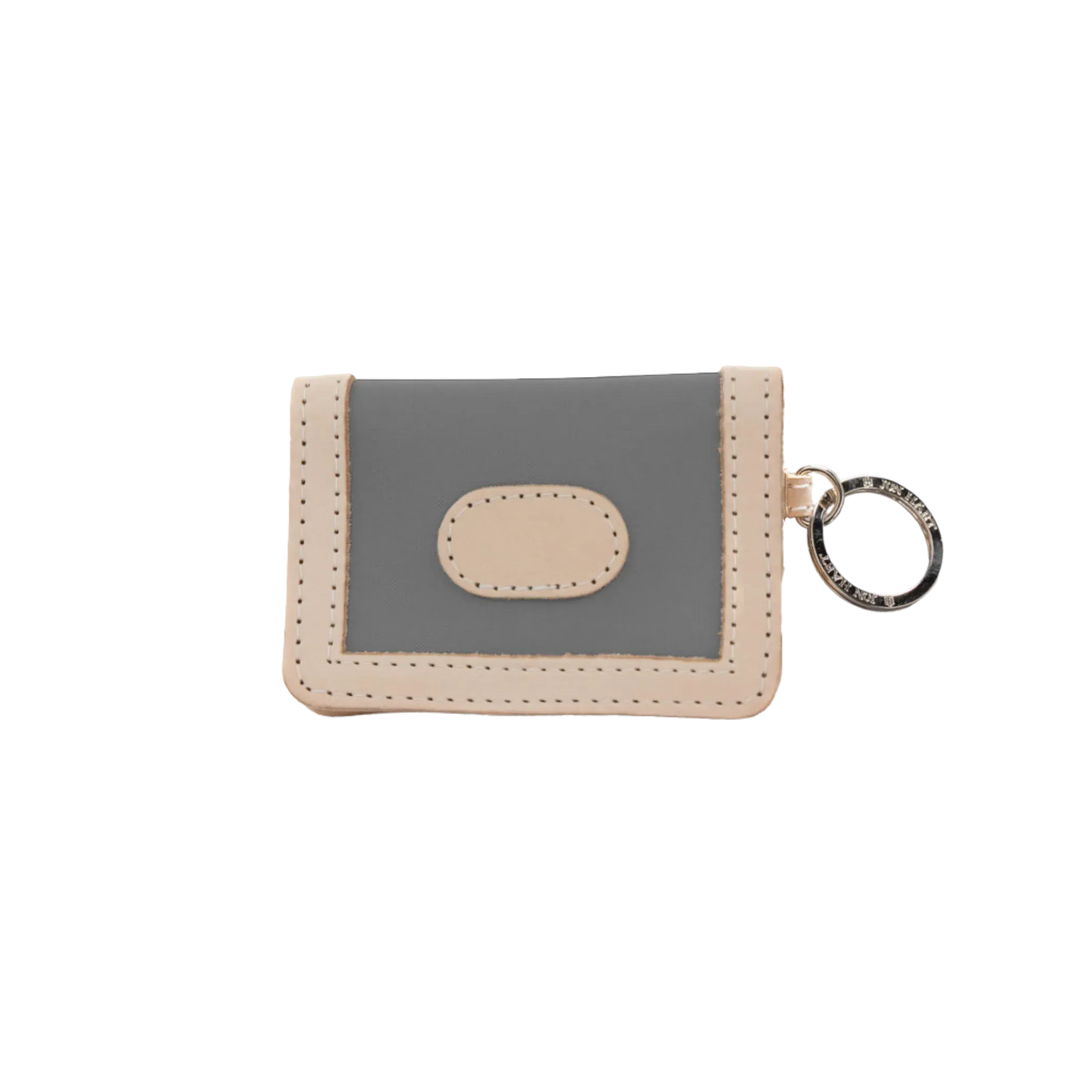 Jon Hart Design slate-coated canvas ID wallet with multiple card slots and a clear ID window.