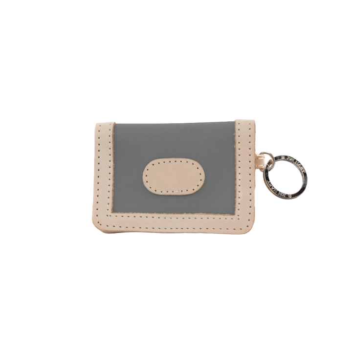 Jon Hart Design slate-coated canvas ID wallet with multiple card slots and a clear ID window.