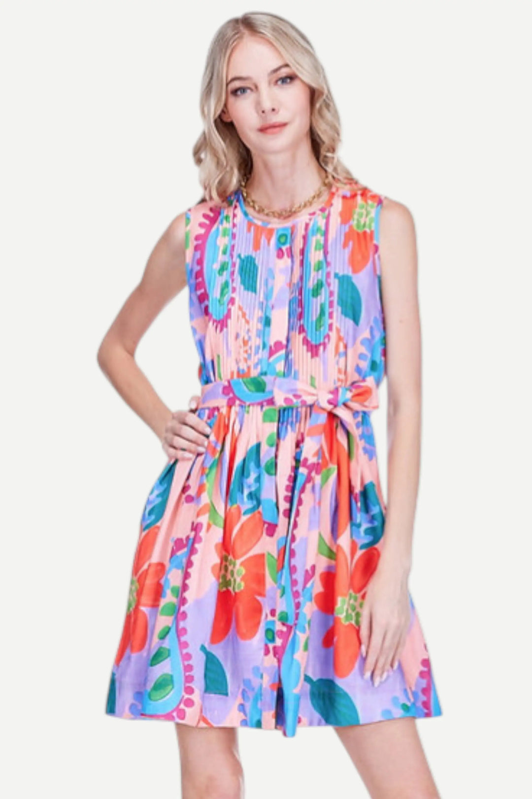 Joy Joy Dress Happy Hibiscus / XS Maisie Mini Pleated Dress