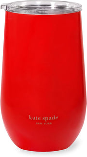 Kate Spade Glass 16 ounce Tumbler Raise a Glass Travel Cup