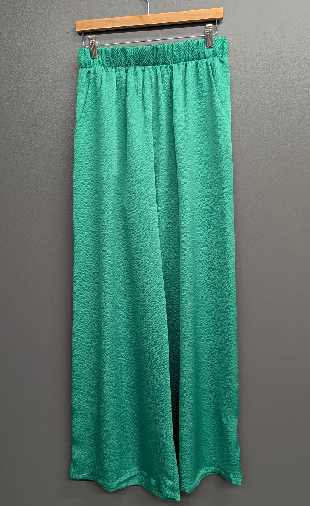 Green Skyler Satin Pants by KLd. Signature, featuring a sleek, smooth satin fabric and tailored fit.