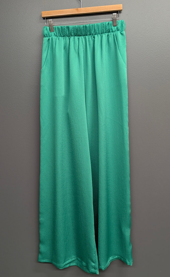 Green Skyler Satin Pants by KLd. Signature, featuring a sleek, smooth satin fabric and tailored fit.