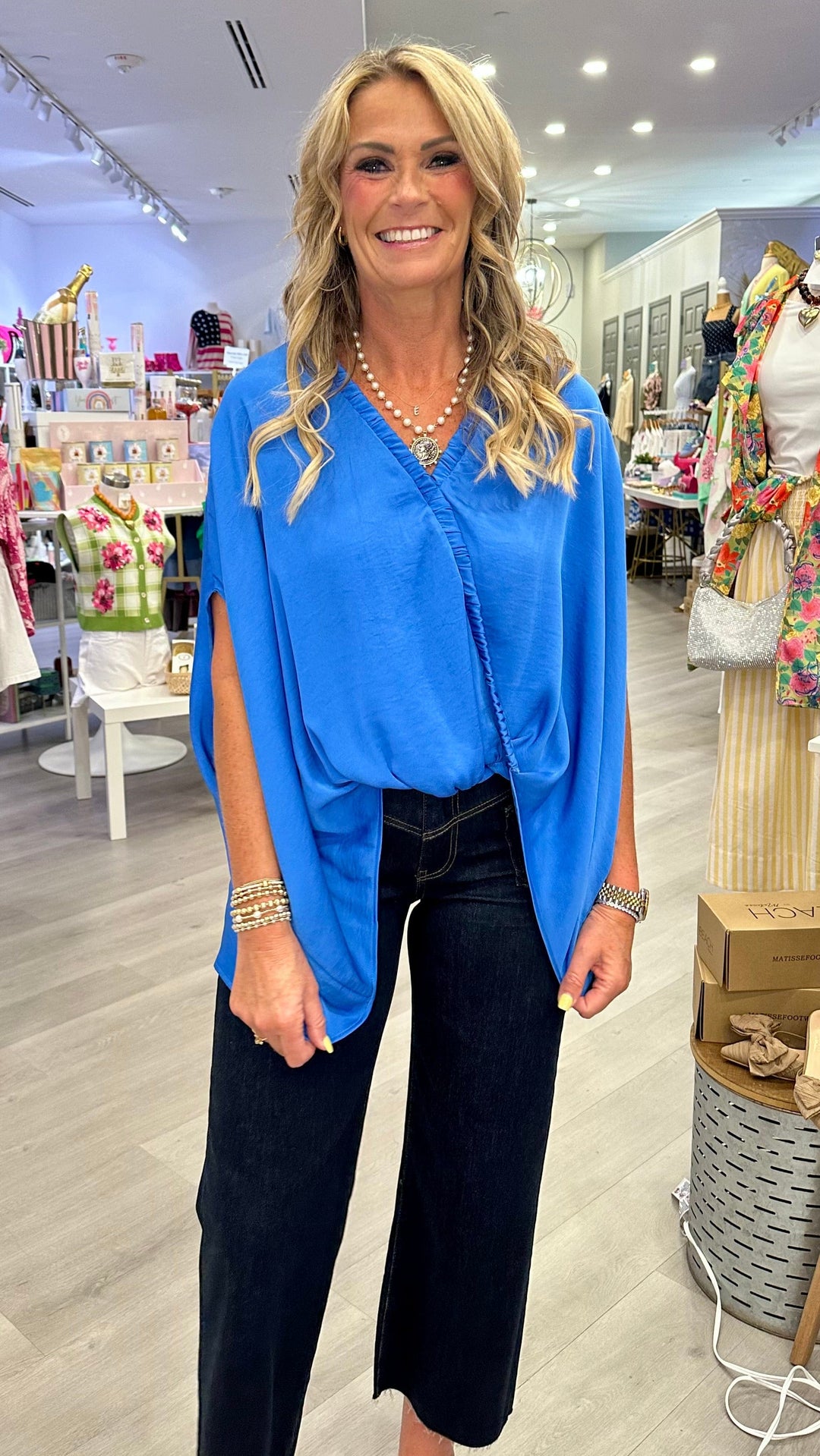 KLd. Signature Top Cora Satin Wrap Top