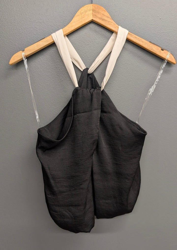 KLd. Signature Top Emilia Satin Colorblock Halter Top