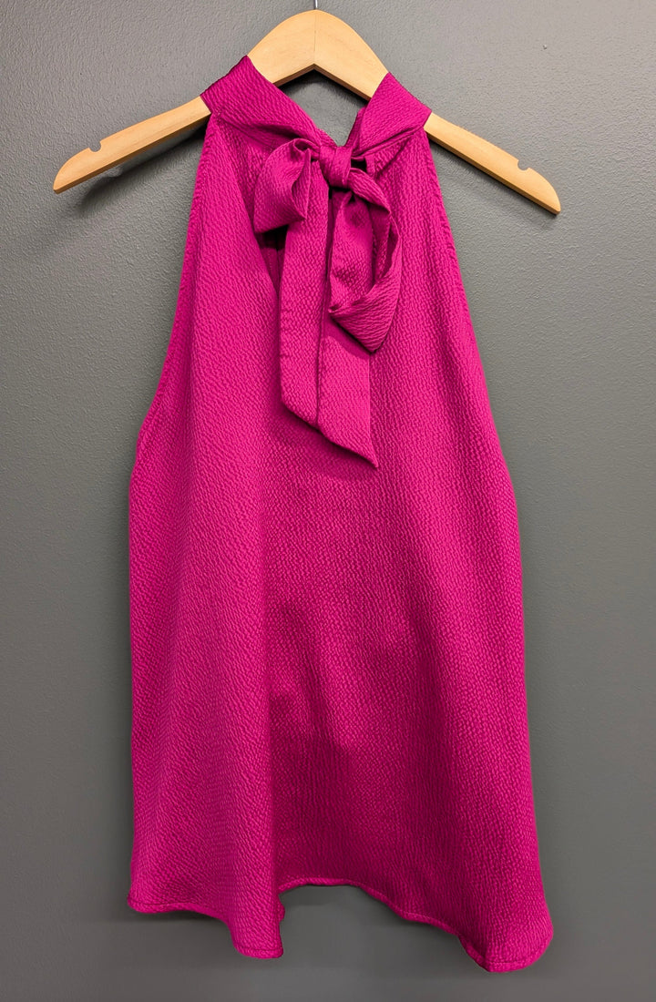 Fuchsia Hadley Satin Top by KLd. Signature featuring smooth satin fabric and a stylish, fitted design.